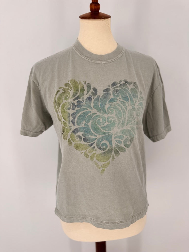 Sea Glass Mandala Heart Sunwashed Tee