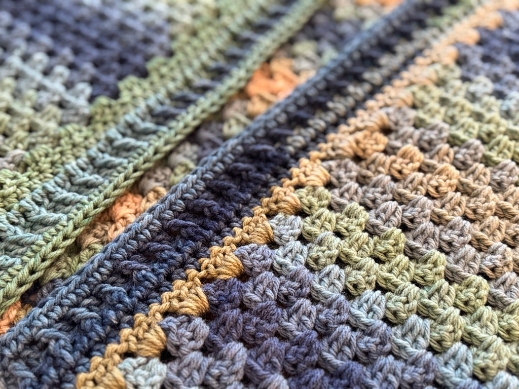 Granny Stitch Striped Crocheted Cardigan