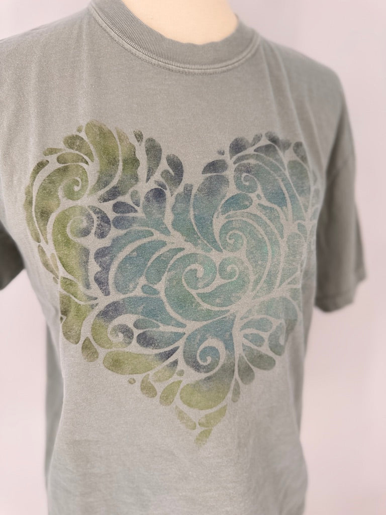 Sea Glass Mandala Heart Sunwashed Tee