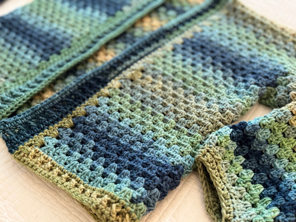 Granny Stitch Striped Crocheted Cardigan