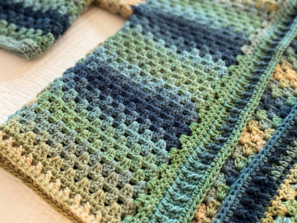 Granny Stitch Striped Crocheted Cardigan