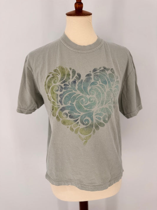 Sea Glass Mandala Heart Sunwashed Tee