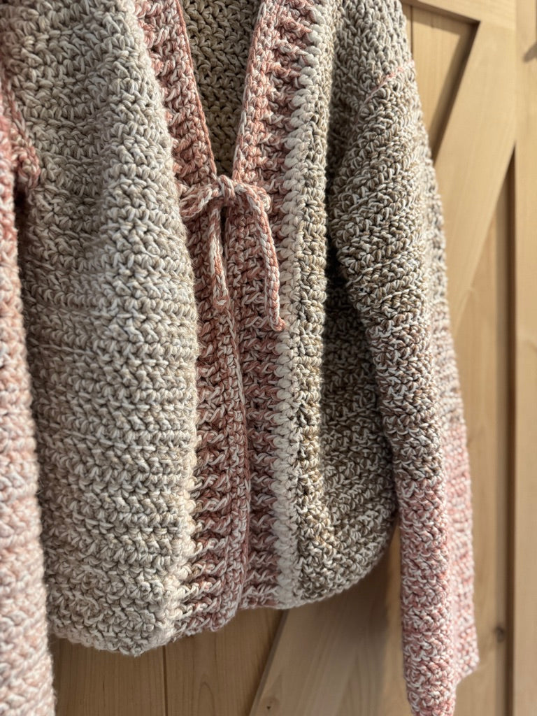 Variegated Pink Heather Tie-Front Cardigan