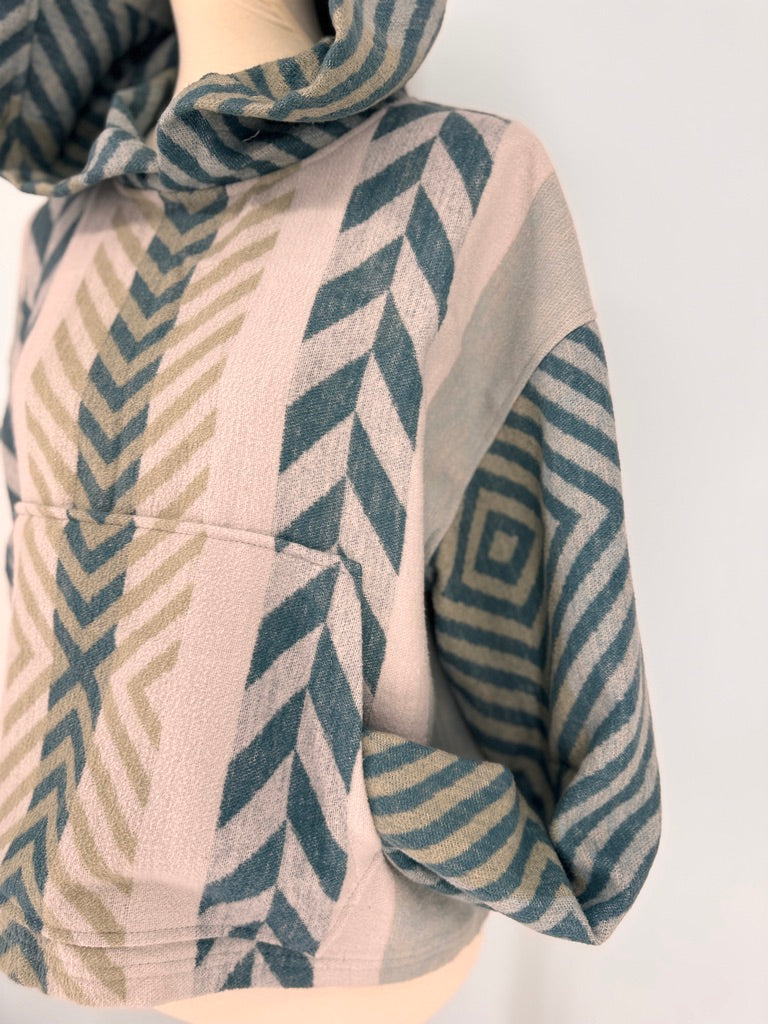 Southwestern Pendleton cropped hoodie