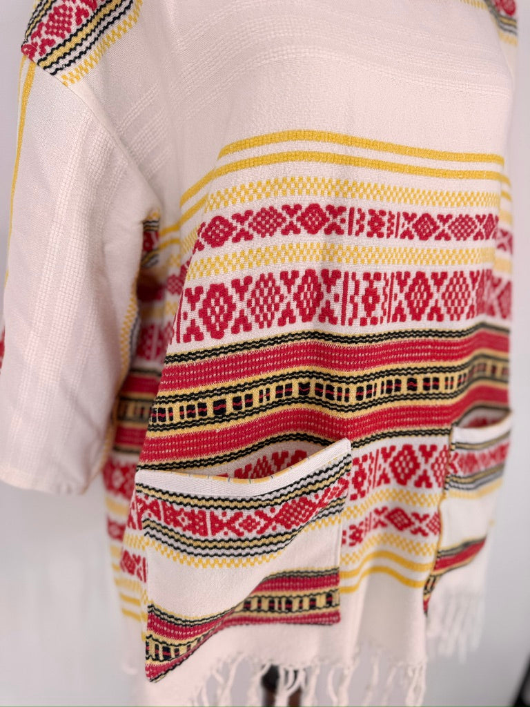 The Mexican Print Tablecloth Beach Hoodie Coverup